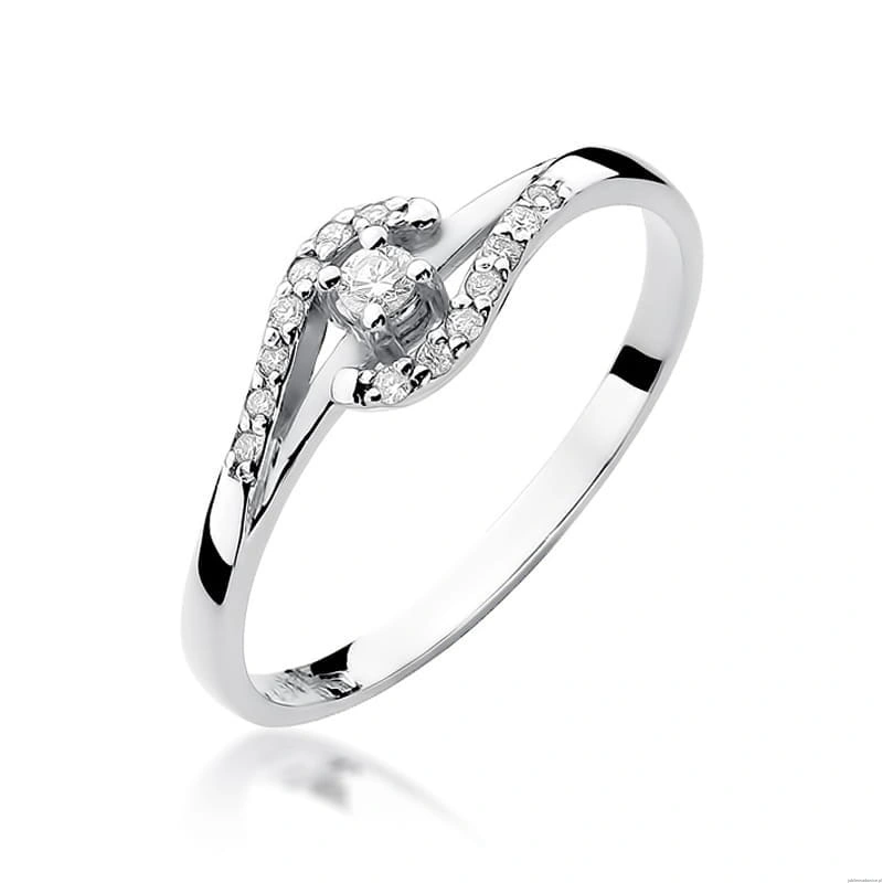 Pierścionek W0237 Diament 0,04ct Białe złoto 375