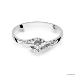 Pierścionek W0237 Diament 0,04ct Białe złoto 375