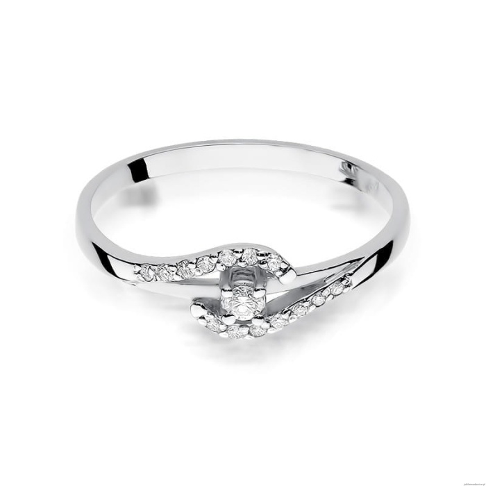 Pierścionek W0237 Diament 0,04ct Białe złoto 375