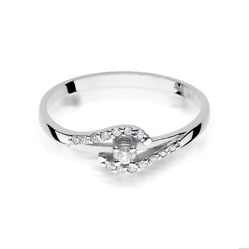 Pierścionek W0237 Diament 0,04ct Białe złoto 375