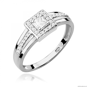 Pierścionek W0271 Diament 0,15ct Białe złoto 375