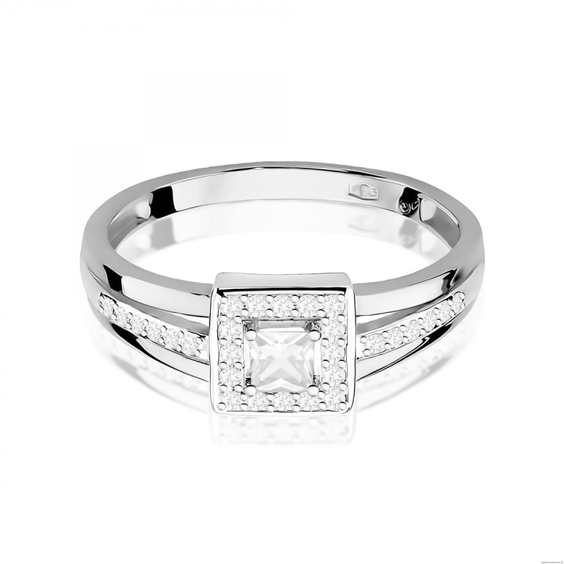 Pierścionek W0271 Diament 0,15ct Białe złoto 375