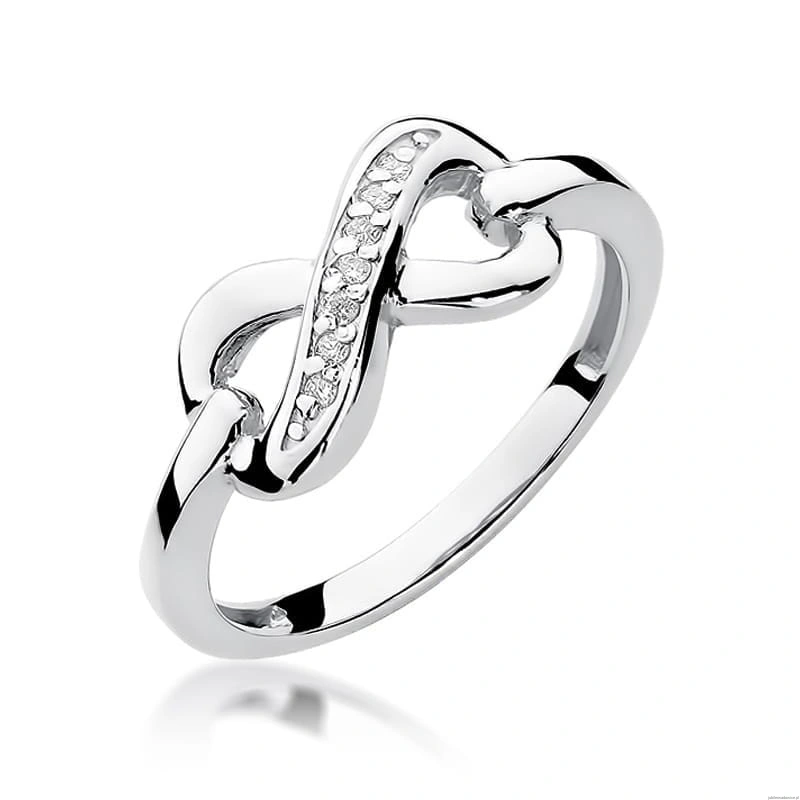 Pierścionek W0285 z diamentami Białe złoto 375