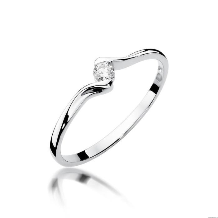 Pierścionek W0332 Diament 0,09ct białe złoto 375
