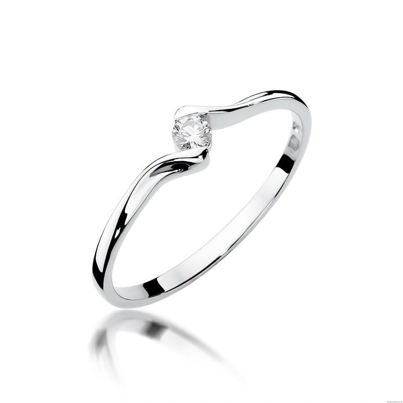 Pierścionek W0332 Diament 0,09ct białe złoto 375