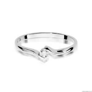 Pierścionek W0332 Diament 0,09ct białe złoto 375