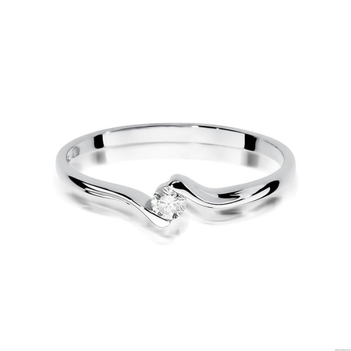 Pierścionek W0332 Diament 0,09ct białe złoto 375