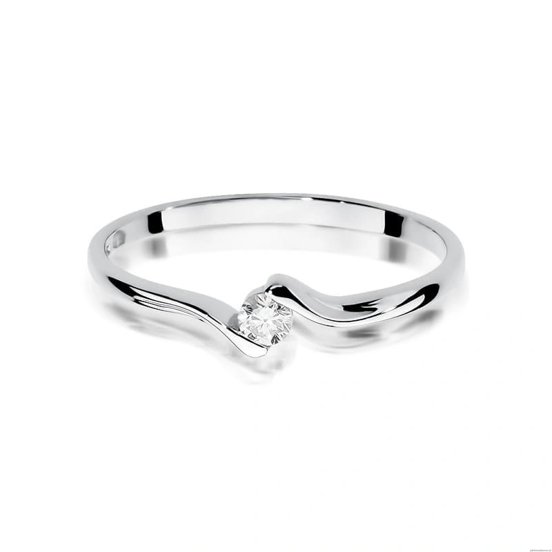 Pierścionek W0332 Diament 0,09ct białe złoto 375
