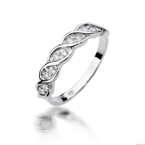 Pierścionek W0349 z diamentami białe złoto 375