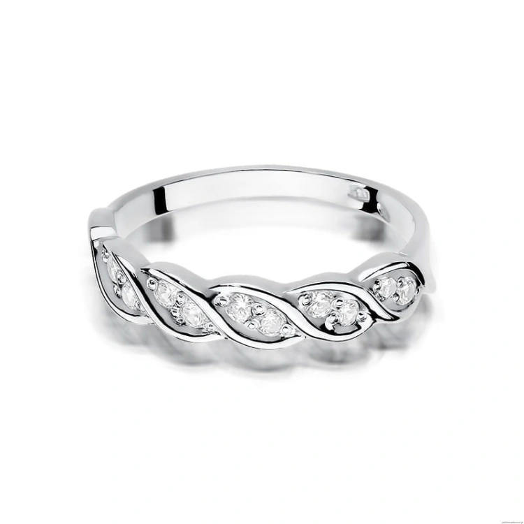Pierścionek W0349 z diamentami białe złoto 375