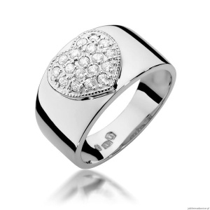 Pierścionek W0352 z diamentami białe złoto 375