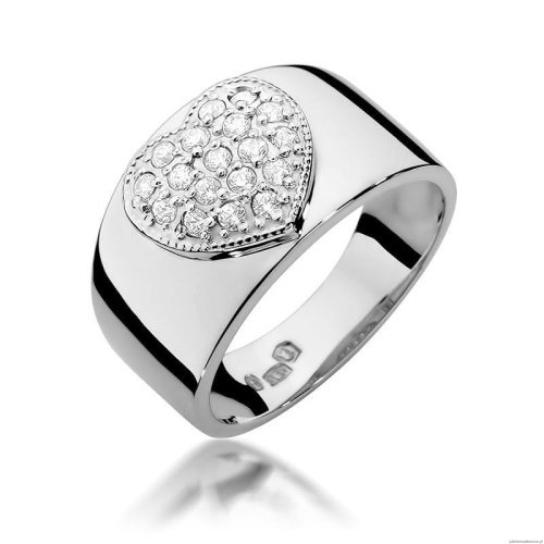 Pierścionek W0352 z diamentami białe złoto 375