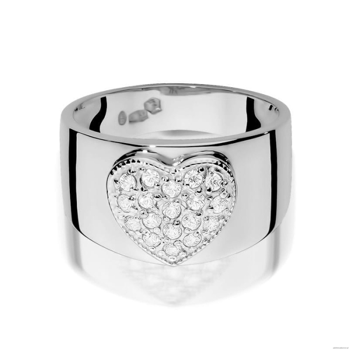 Pierścionek W0352 z diamentami białe złoto 375