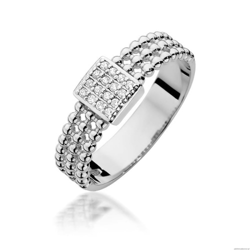 Pierścionek W0353 z diamentami białe złoto 375