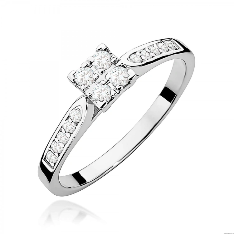 Pierścionek W0402 z diamentami białe złoto 375