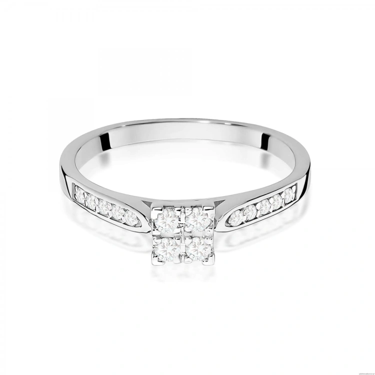 Pierścionek W0402 z diamentami białe złoto 375