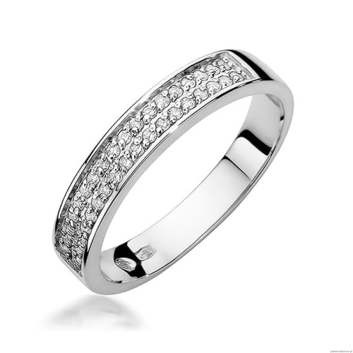 Pierścionek W0410 z diamentami białe złoto 375