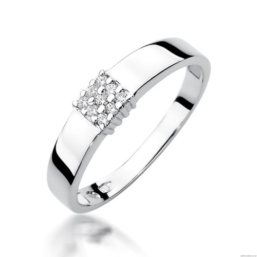 Pierścionek W0417 z diamentami białe złoto 375