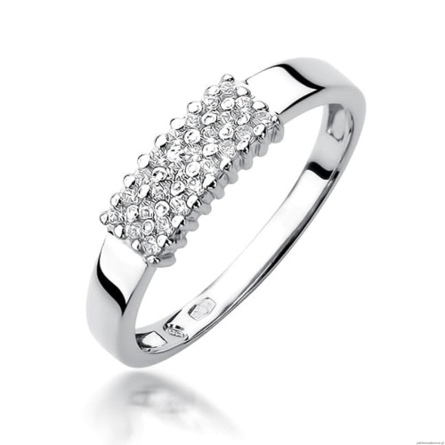 Pierścionek W0418 z diamentami białe złoto 375