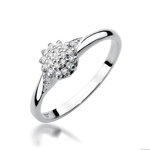 Pierścionek W0419 z diamentami białe złoto 375