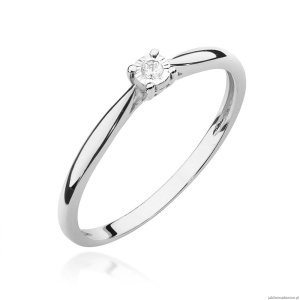 Pierścionek W0461 Diament 0,01ct białe złoto 375
