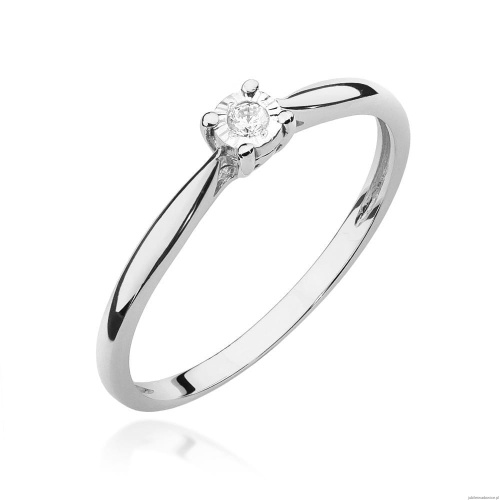 Pierścionek W0461 Diament 0,03ct białe złoto 375