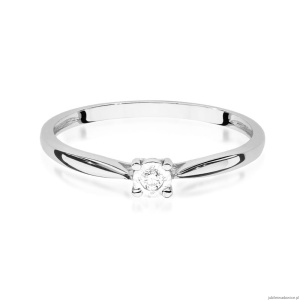 Pierścionek W0461 Diament 0,03ct białe złoto 375