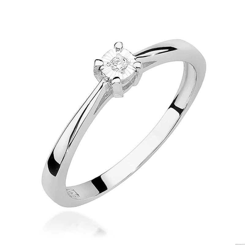 Pierścionek W0463 Diament 0,02ct białe złoto 375