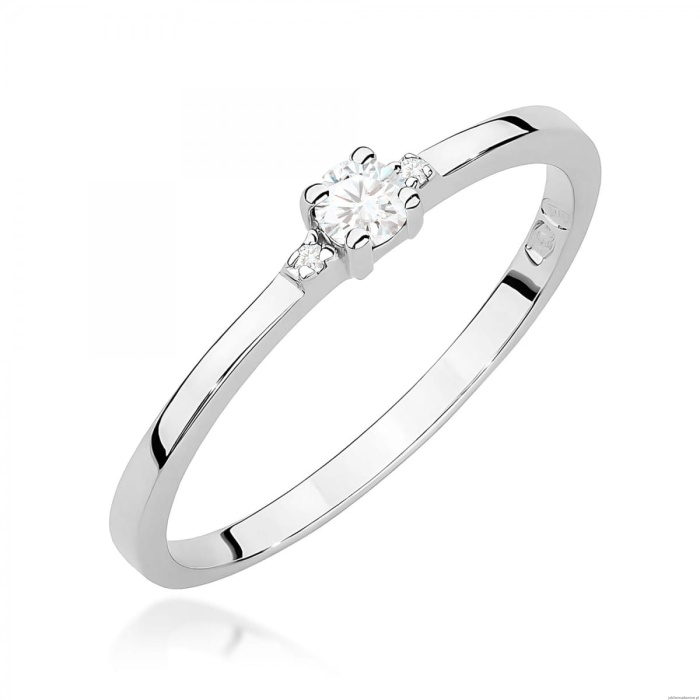 Pierścionek W0464 Diament 0,01ct białe złoto 375