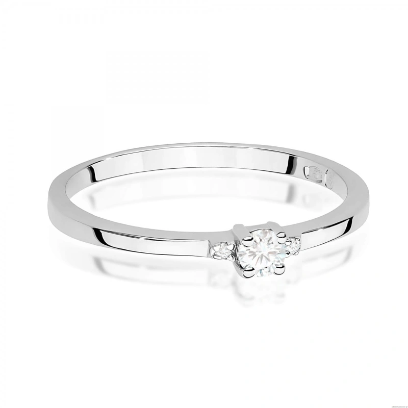Pierścionek W0464 Diament 0,01ct białe złoto 375