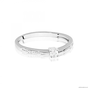 Pierścionek W0465 Diament 0,01ct białe złoto 375