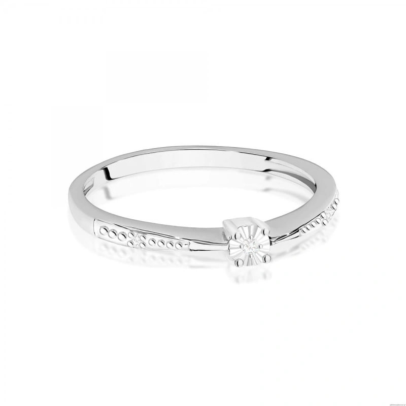 Pierścionek W0465 Diament 0,01ct białe złoto 375