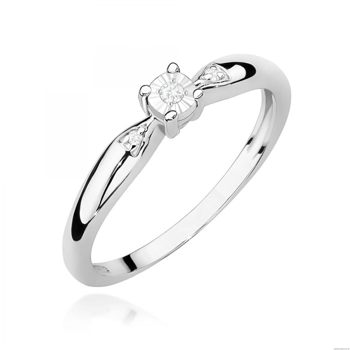 Pierścionek W0469 Diament 0,02ct białe złoto 375
