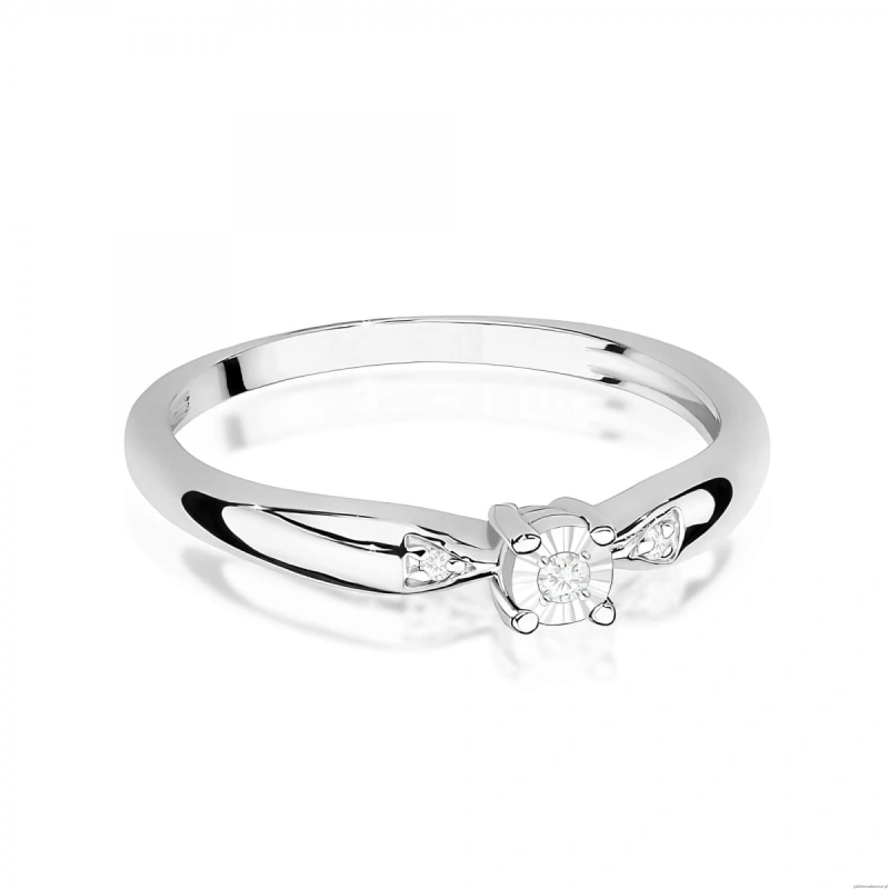 Pierścionek W0469 Diament 0,02ct białe złoto 375