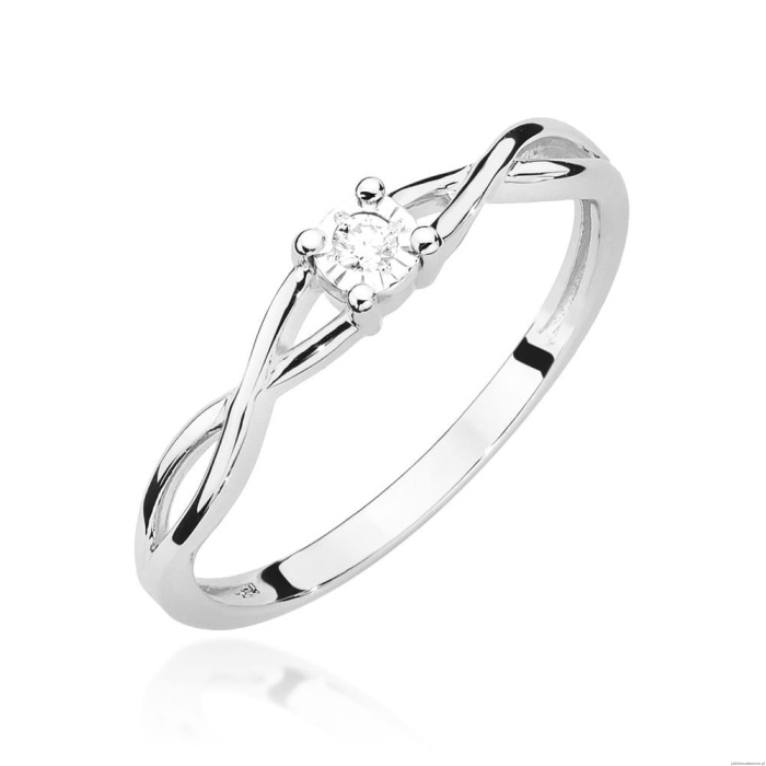 Pierścionek W0470 Diament 0,03ct białe złoto 375