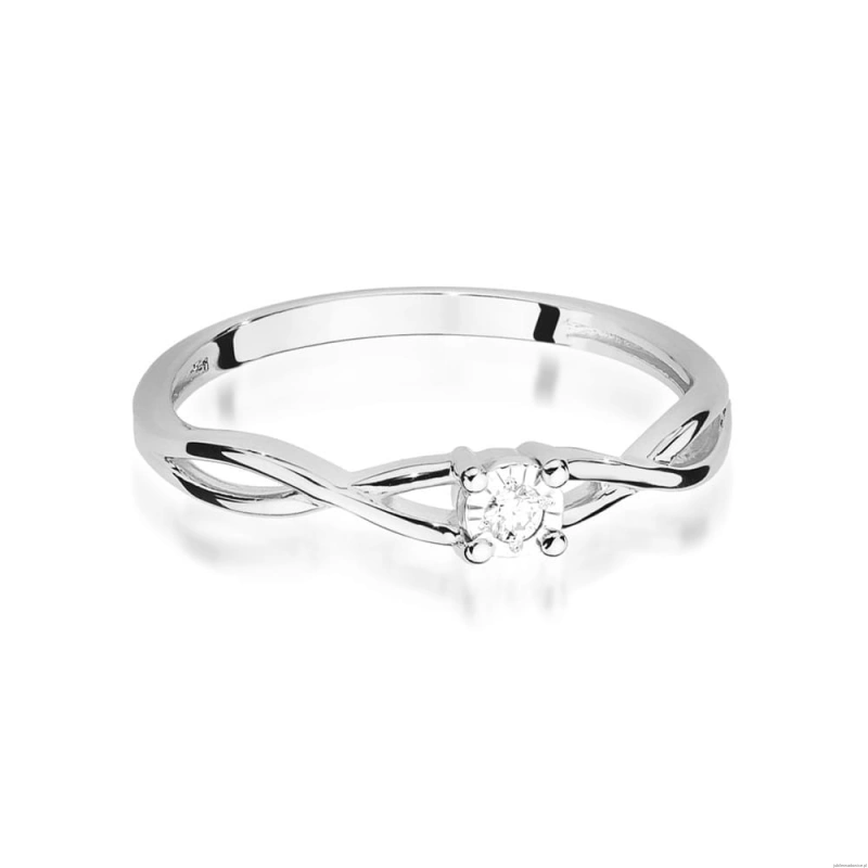 Pierścionek W0470 Diament 0,03ct białe złoto 375
