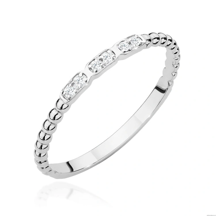 Pierścionek W0479 z diamentami białe złoto 375