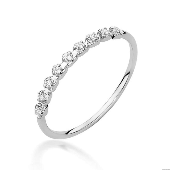 Pierścionek W0504 z diamentami białe złoto 375