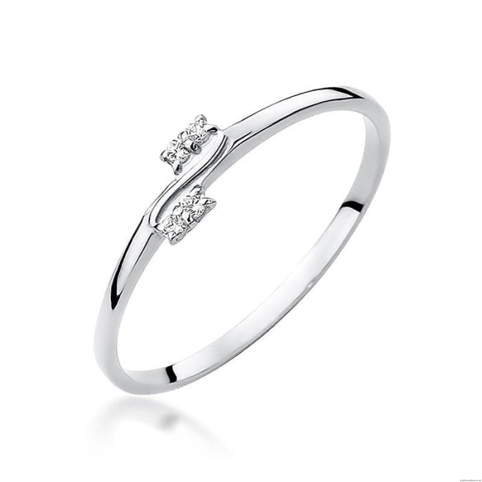 Pierścionek W0505 z diamentami białe złoto 375