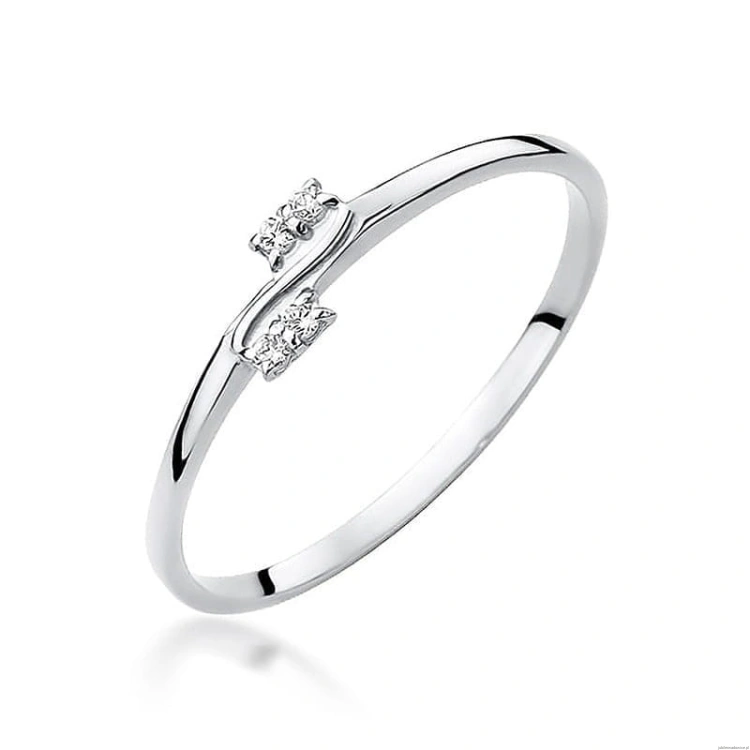 Pierścionek W0505 z diamentami białe złoto 375
