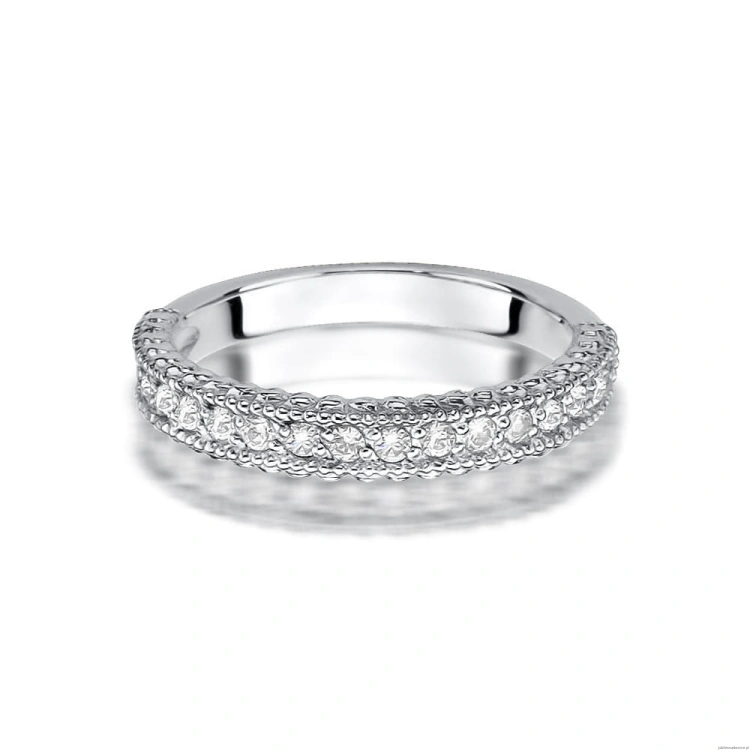 Pierścionek W0507 z diamentami białe złoto 375