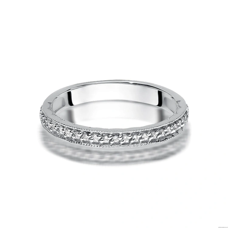 Pierścionek W0521 z diamentami białe złoto 375