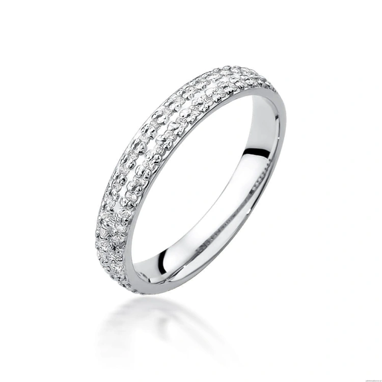 Pierścionek W0522 z diamentami białe złoto 375