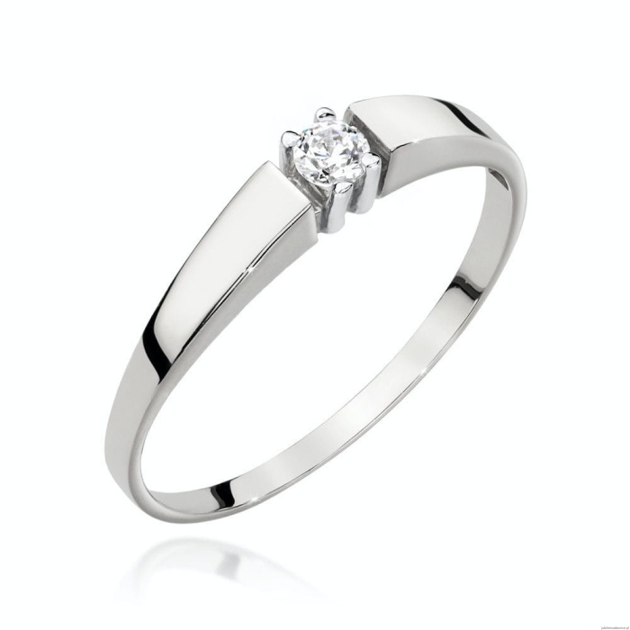 Pierścionek W0524 Diament 0,08ct białe złoto 375
