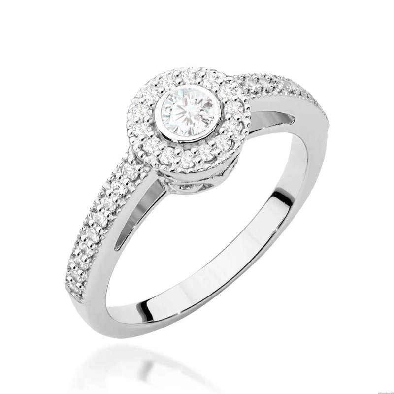 Pierścionek W0530 Diament 0,15ct białe złoto 375