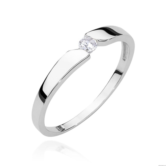 Pierścionek W0554 Diament 0,08ct białe złoto 375