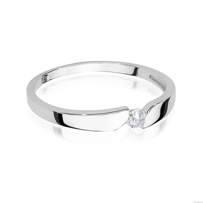 Pierścionek W0554 Diament 0,08ct białe złoto 375