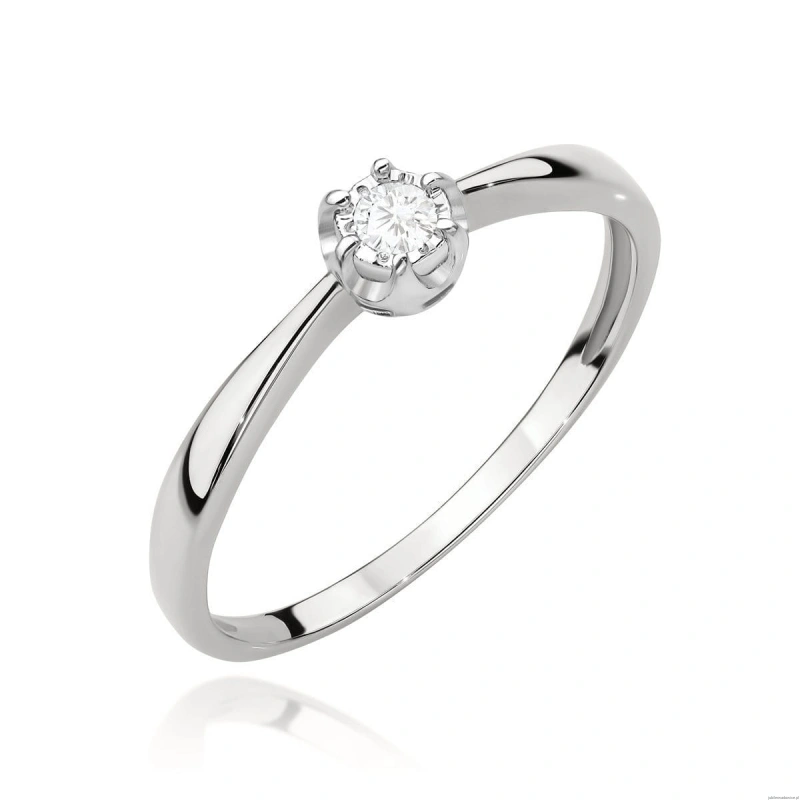Pierścionek W0567 Diament 0,06ct białe złoto 375