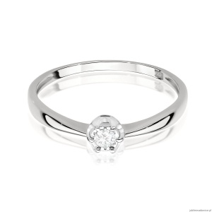 Pierścionek W0567 Diament 0,06ct białe złoto 375