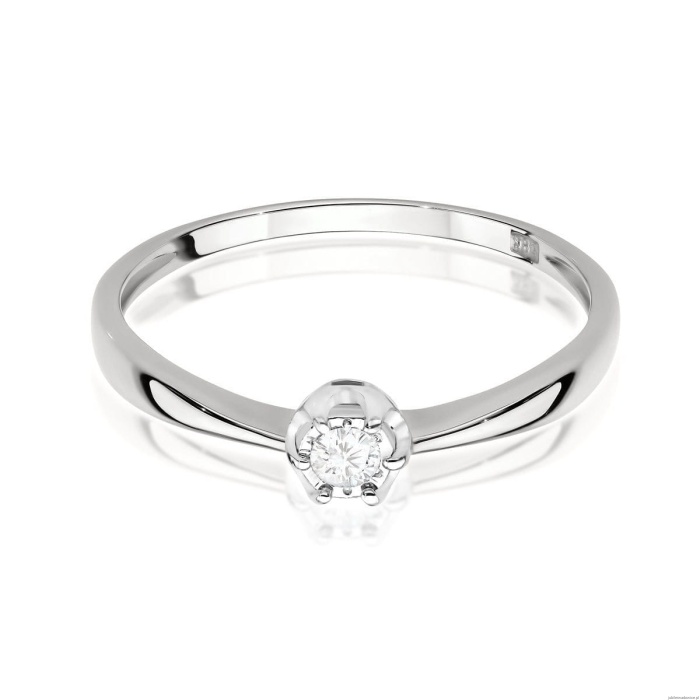 Pierścionek W0567 Diament 0,06ct białe złoto 375